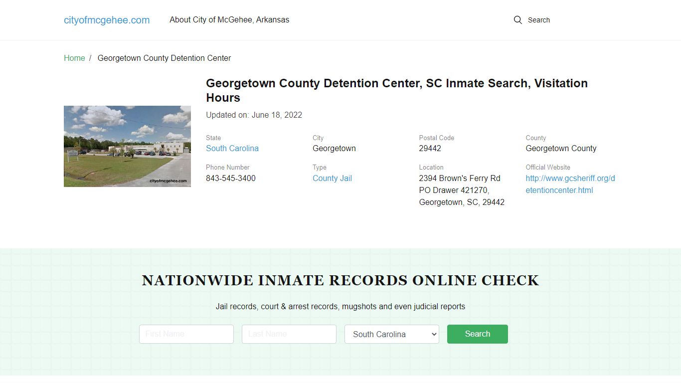 Georgetown County Detention Center - cityofmcgehee.com